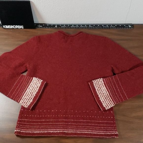 Bob Timberlake 100% Wool Beaded Flowers Floral Sweater Bell Sleeves‎ Crew Neck M - Picture 7 of 9